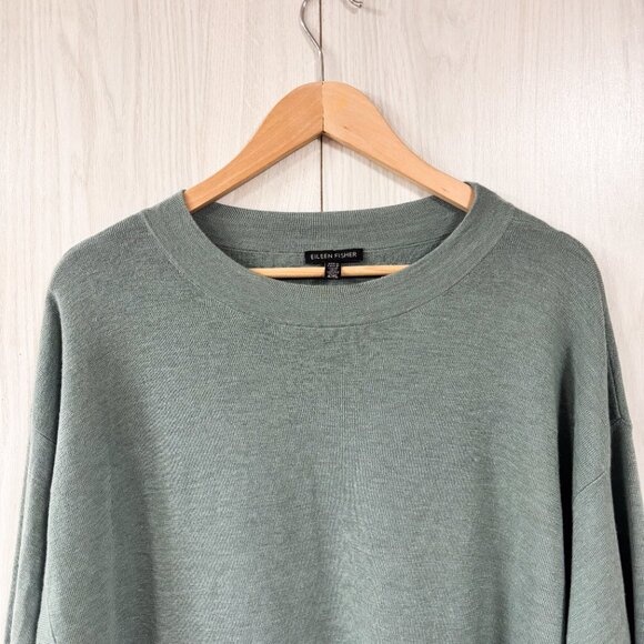 Eileen Fisher 100% Merino Wool Pullover Tunic Top Sweater in Seafoam Green/Blue - Picture 3 of 9